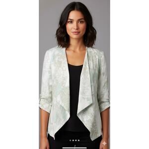 Chico’s Coastal Style Linen Open Front Blazer Jacket/Cardigan